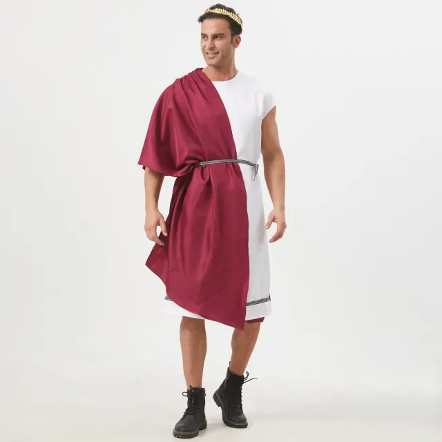 Men's Greek Roman Toga & Gold-Trim Tailcoat Costume Set detail 15