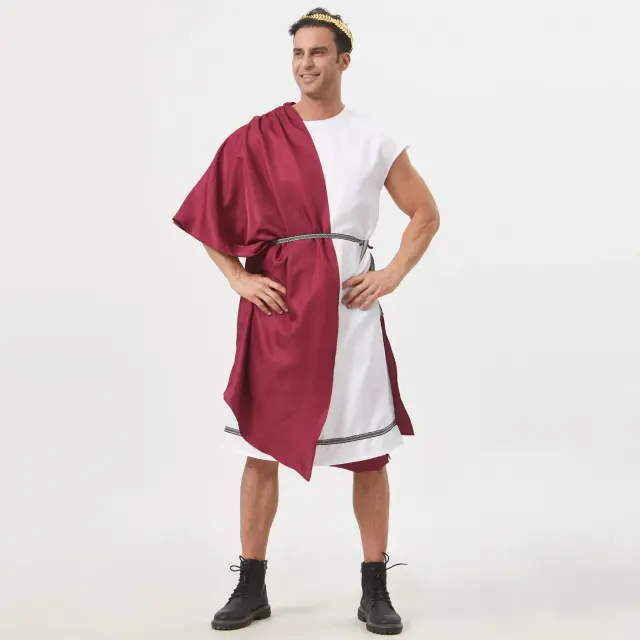 Men's Greek Roman Toga & Gold-Trim Tailcoat Costume Set detail 16