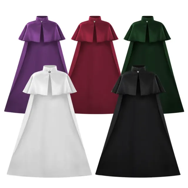 Black sleeveless cape robe costume for Halloween Grim Reaper and magician cosplay on stage.