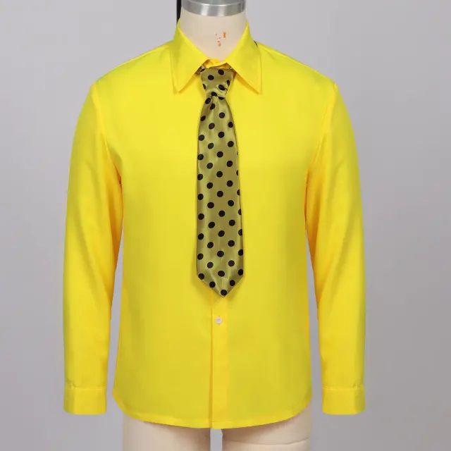 Men's Halloween Yellow Clown Shirt & Polka Dot Tie Costume Set detail 1