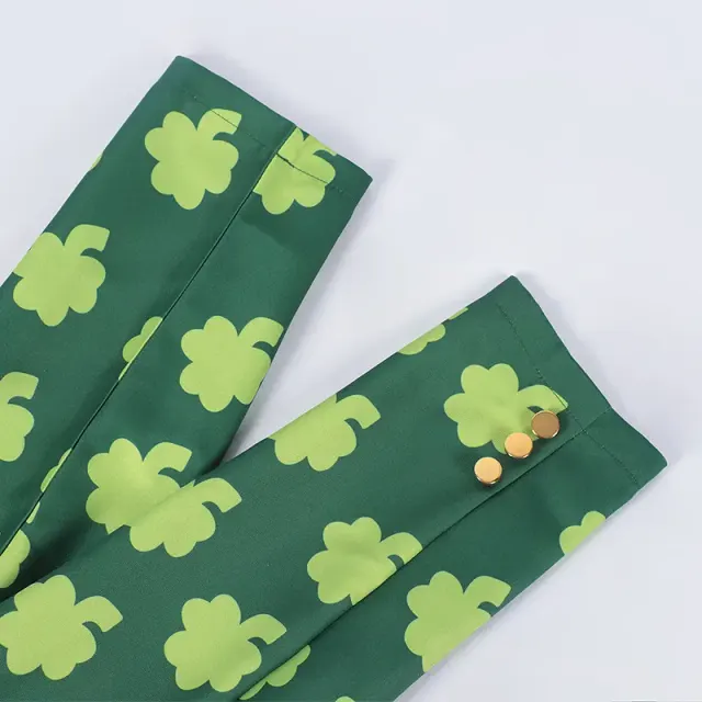 Men's Irish Four-Leaf Clover Tailcoat Costume Set for Cosplay Party detail 2