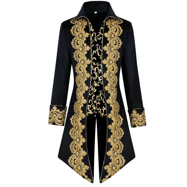 Men's Lace Tailcoat Medieval Punk Cosplay Coat detail 1