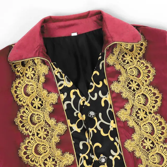 Men's Lace Tailcoat Medieval Punk Cosplay Coat detail 14