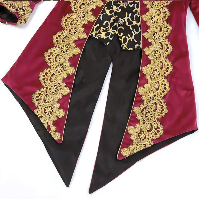Men's Lace Tailcoat Medieval Punk Cosplay Coat detail 16
