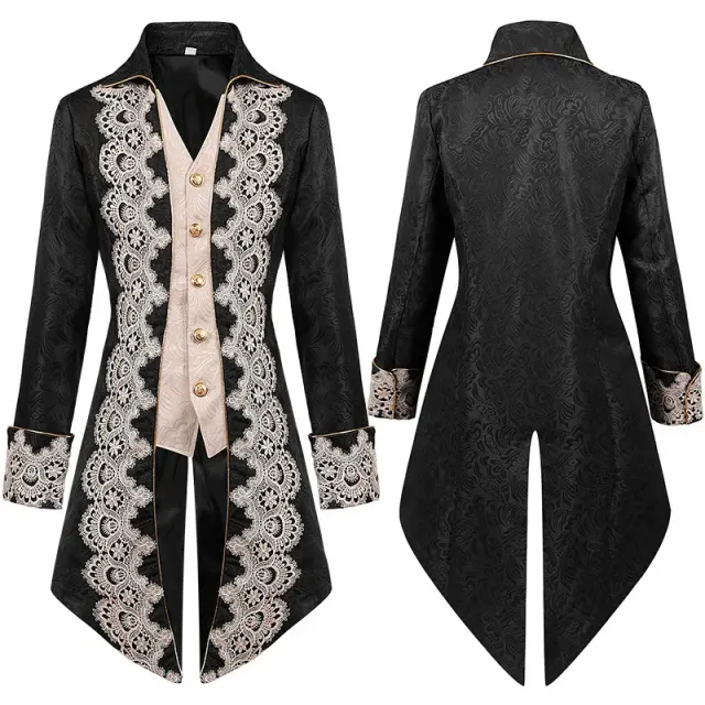 Men's Lace Tailcoat Victorian Gothic Stage Costume detail 1