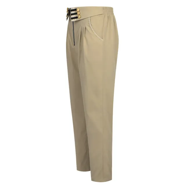 Men's Medieval Baroque Gold-Button High-Waist Cosplay Pants detail 2