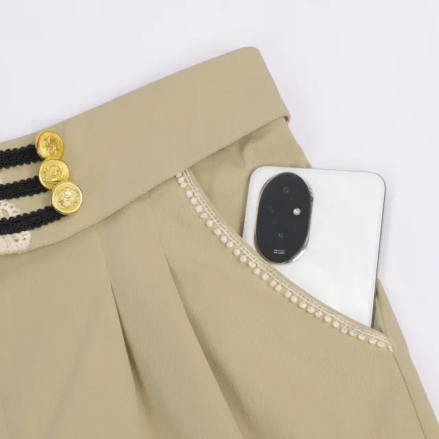 Men's Medieval Baroque Gold-Button High-Waist Cosplay Pants detail 8