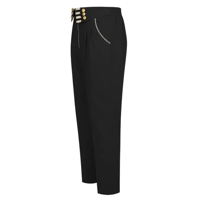 Men's Medieval Baroque Gold-Button High-Waist Cosplay Pants detail 11
