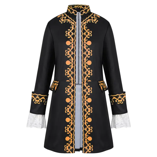 Men's Medieval Court Print Prince Coat for Halloween Cosplay detail 1