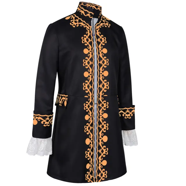 Men's Medieval Court Print Prince Coat for Halloween Cosplay detail 3