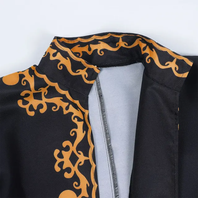 Men's Medieval Court Print Prince Coat for Halloween Cosplay detail 4