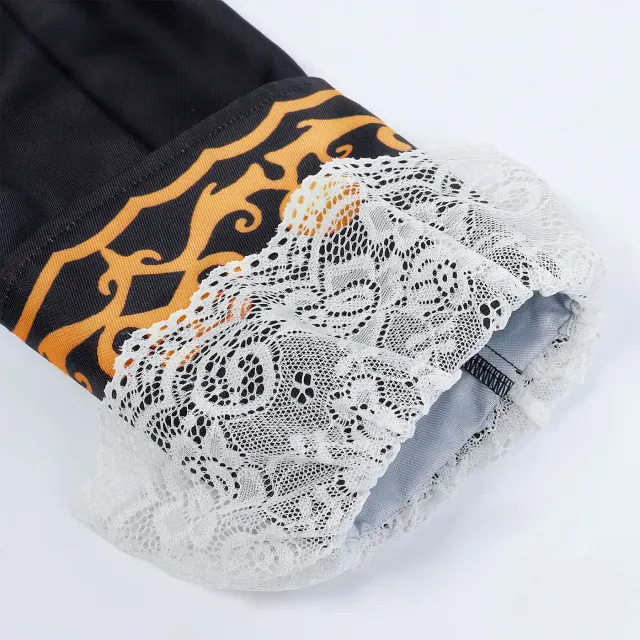 Men's Medieval Court Print Prince Coat for Halloween Cosplay detail 10