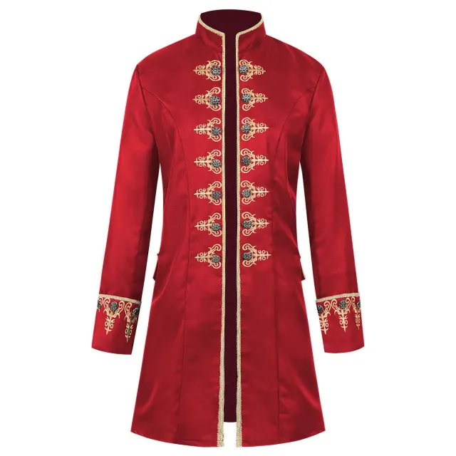 Herren-Hofjacke im Mittelalter-Stil mit Stickerei für Cosplay und Bühne Detail 1