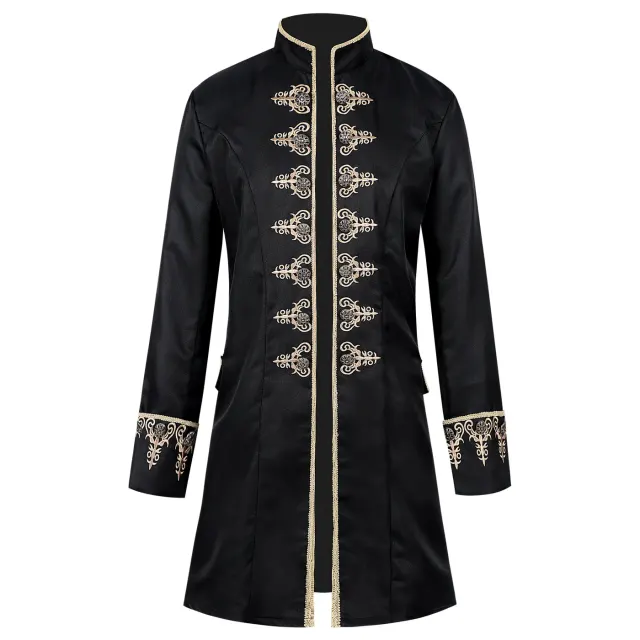 Herren-Hofjacke im Mittelalter-Stil mit Stickerei für Cosplay und Bühne Detail 3