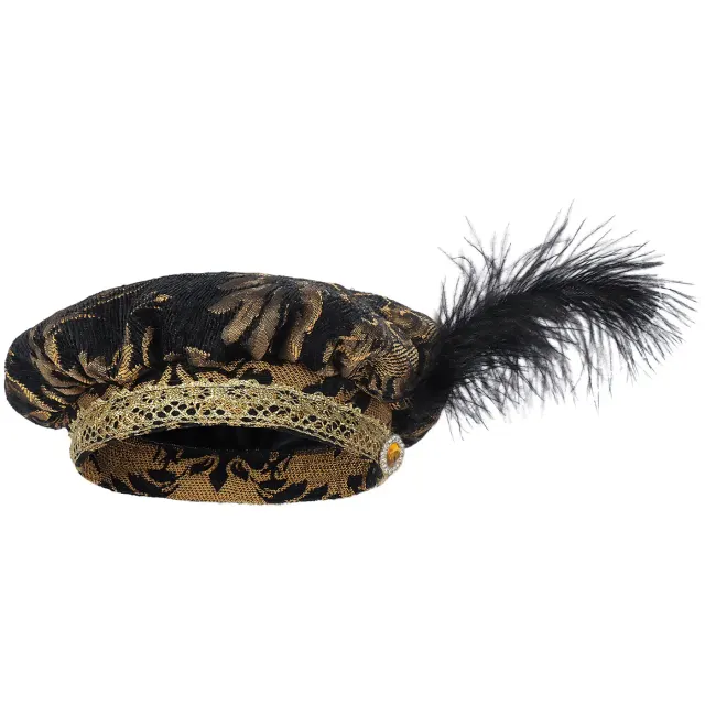 Men's Medieval Feather Top Hat for Cosplay and Court Costumes detail 2