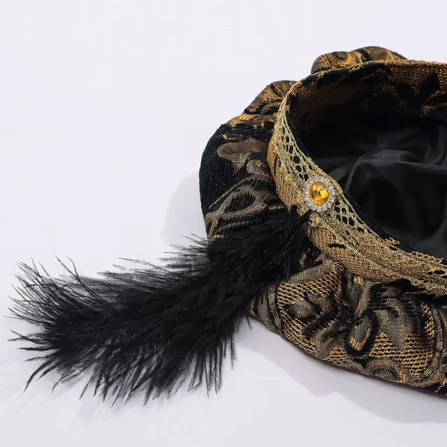 Men's Medieval Feather Top Hat for Cosplay and Court Costumes detail 4