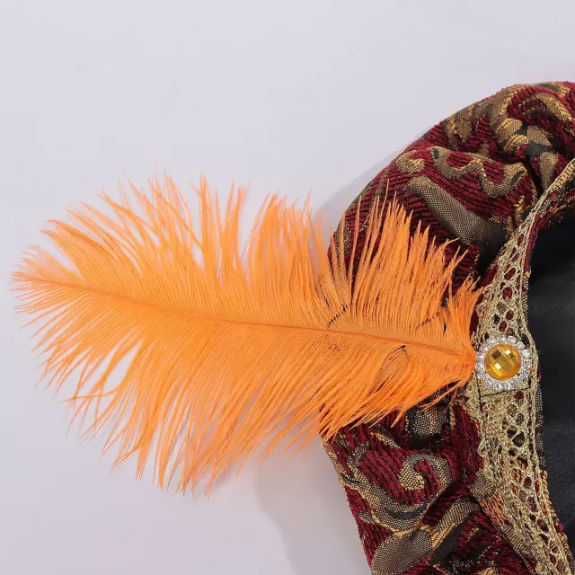 Men's Medieval Feather Top Hat for Cosplay and Court Costumes detail 12