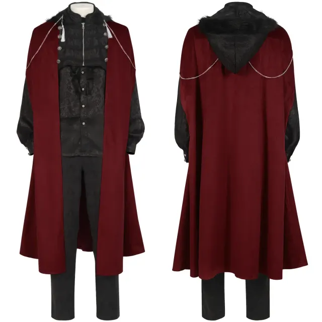 Men's Medieval Frock Coat Shirt Pants Cosplay Set detail 2