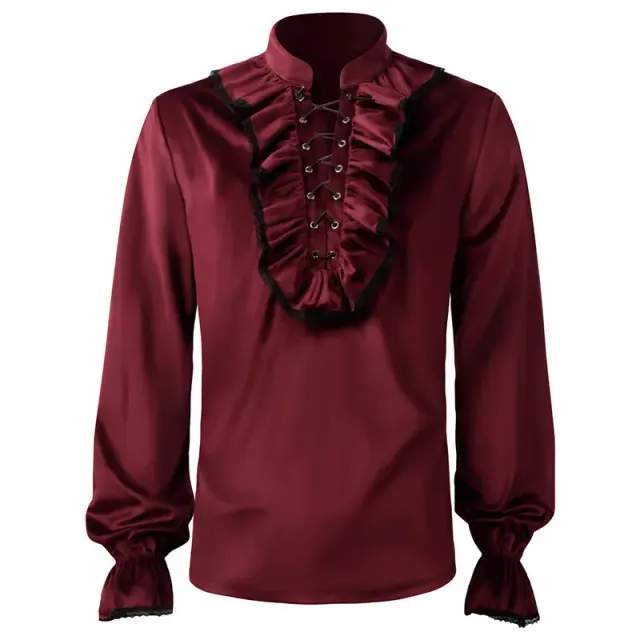 Men's Medieval Frock Coat Shirt Pants Cosplay Set detail 16