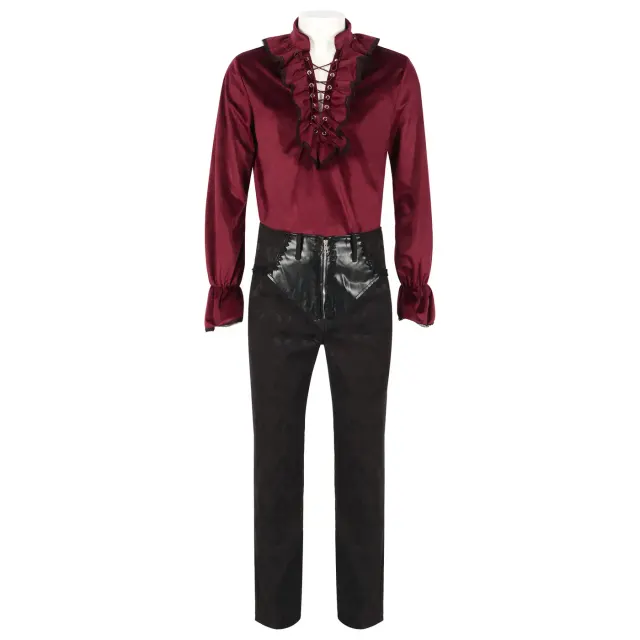 Men's Medieval Frock Coat Shirt Pants Cosplay Set detail 23