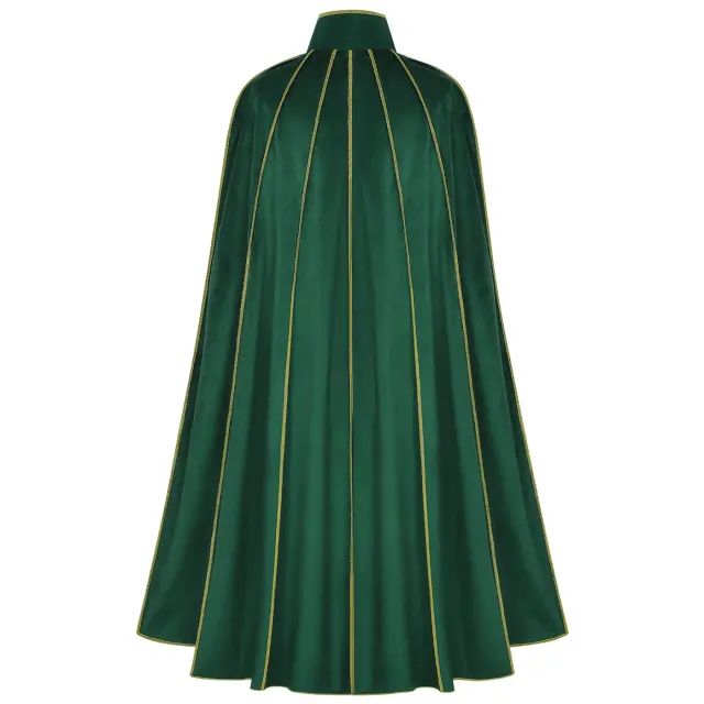 Men's Medieval Gold-Trim Long Cape for Halloween Cosplay detail 3