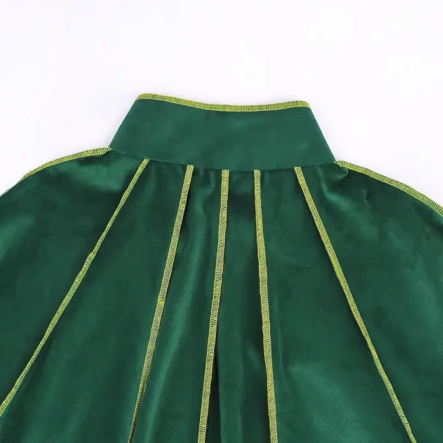 Men's Medieval Gold-Trim Long Cape for Halloween Cosplay detail 6