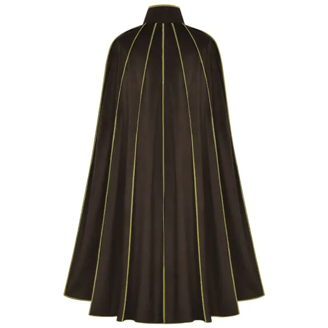 Men's Medieval Gold-Trim Long Cape for Halloween Cosplay detail 12