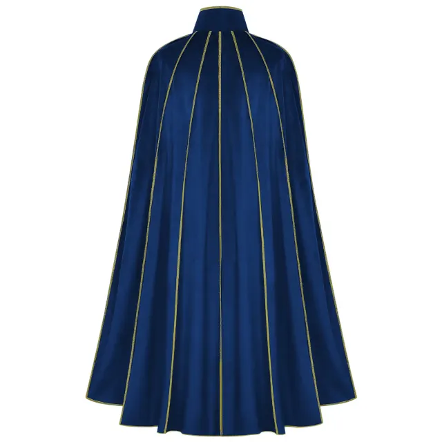 Men's Medieval Gold-Trim Long Cape for Halloween Cosplay detail 16