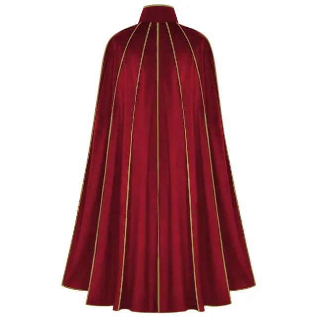 Men's Medieval Gold-Trim Long Cape for Halloween Cosplay detail 18