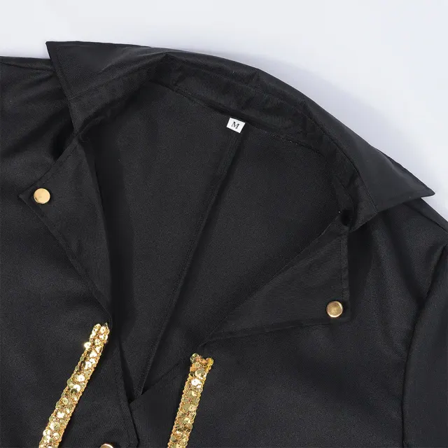 Men's Medieval Gold-Trim Tailcoat Halloween Cosplay Costume detail 4