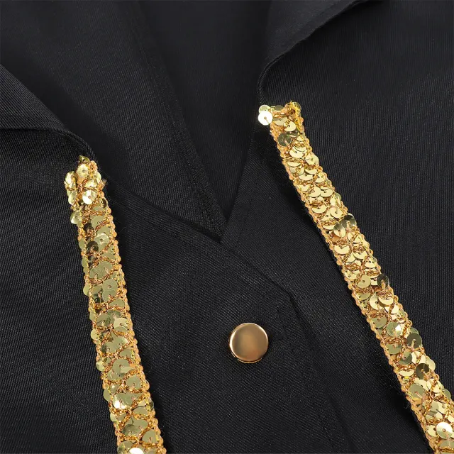 Men's Medieval Gold-Trim Tailcoat Halloween Cosplay Costume detail 6