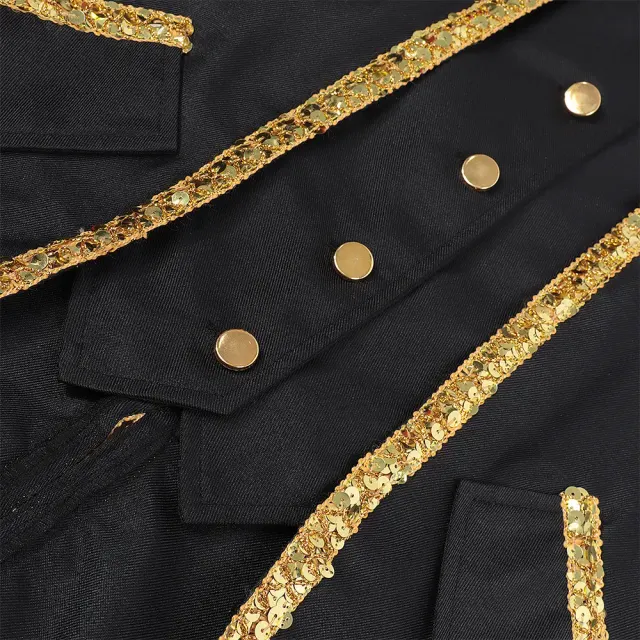 Men's Medieval Gold-Trim Tailcoat Halloween Cosplay Costume detail 7