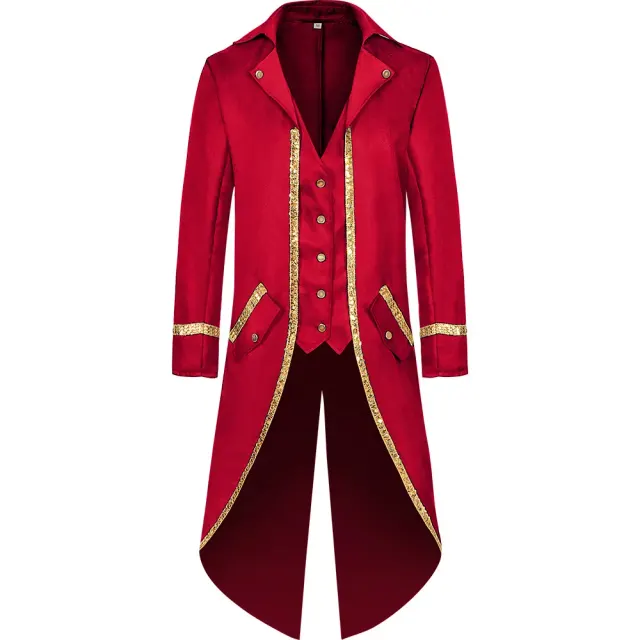 Men's Medieval Gold-Trim Tailcoat Halloween Cosplay Costume detail 13