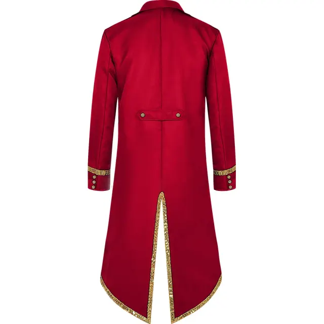 Men's Medieval Gold-Trim Tailcoat Halloween Cosplay Costume detail 14