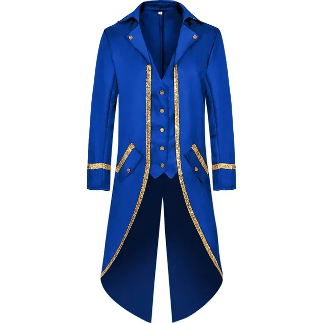 Men's Medieval Gold-Trim Tailcoat Halloween Cosplay Costume detail 15