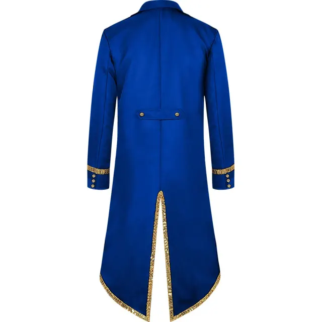 Men's Medieval Gold-Trim Tailcoat Halloween Cosplay Costume detail 16