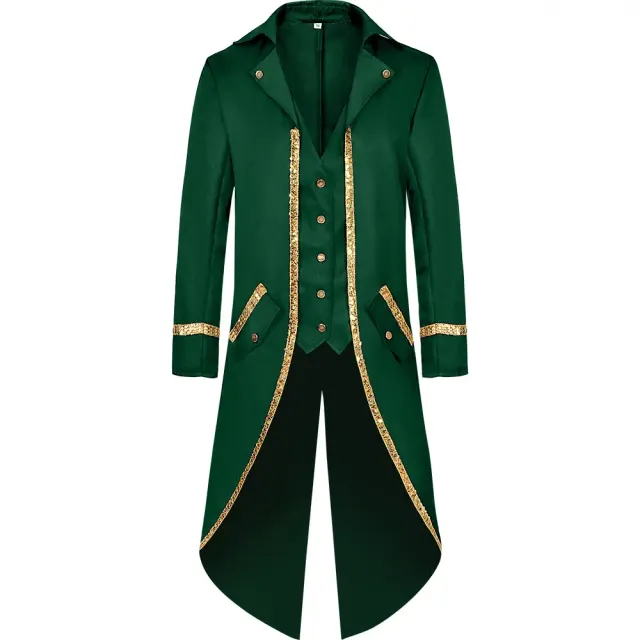 Men's Medieval Gold-Trim Tailcoat Halloween Cosplay Costume detail 17