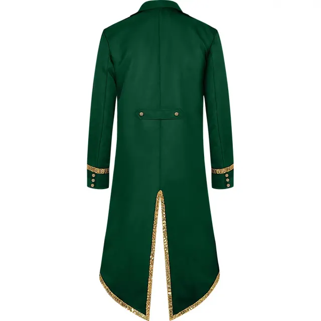 Men's Medieval Gold-Trim Tailcoat Halloween Cosplay Costume detail 18