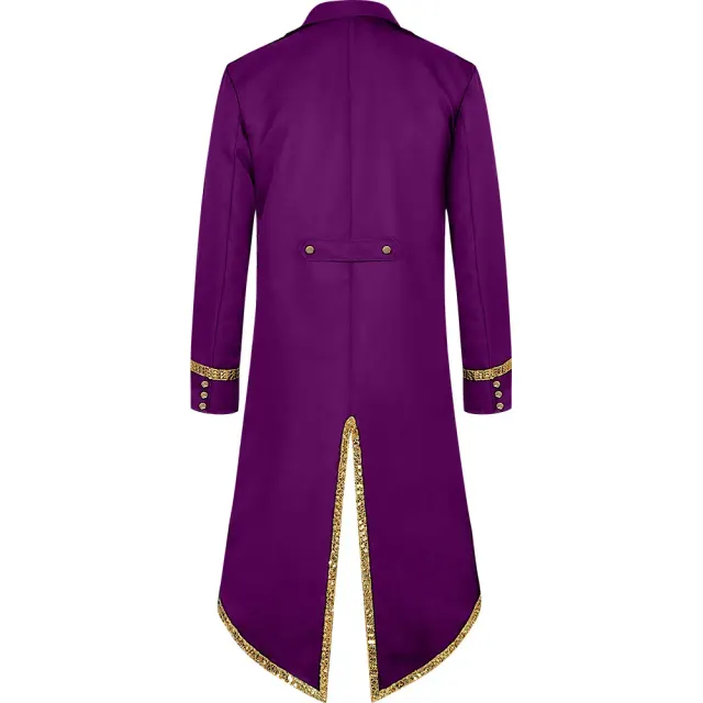 Men's Medieval Gold-Trim Tailcoat Halloween Cosplay Costume detail 20
