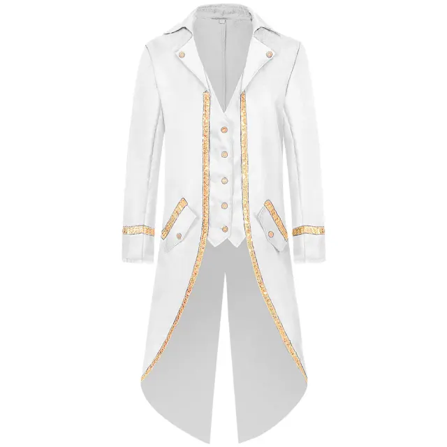 Men's Medieval Gold-Trim Tailcoat Halloween Cosplay Costume detail 21