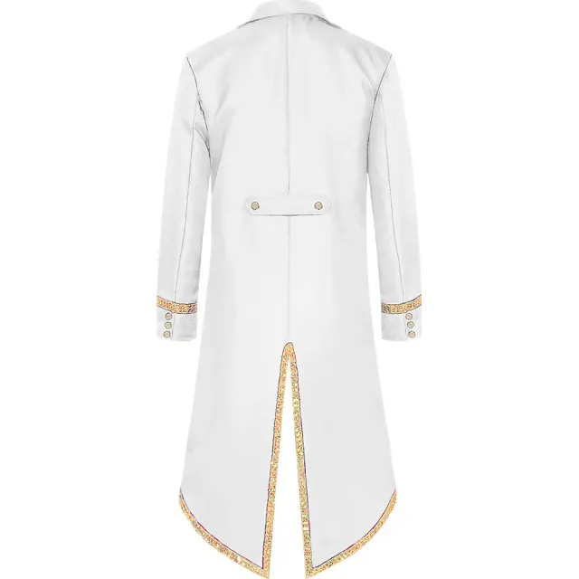 Men's Medieval Gold-Trim Tailcoat Halloween Cosplay Costume detail 22