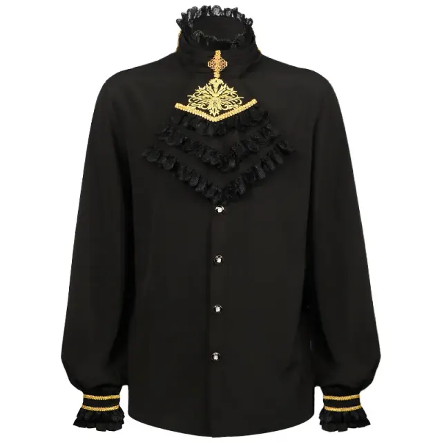 Men's Medieval Gothic Jacquard Cosplay Shirt Vest Pants Set detail 2