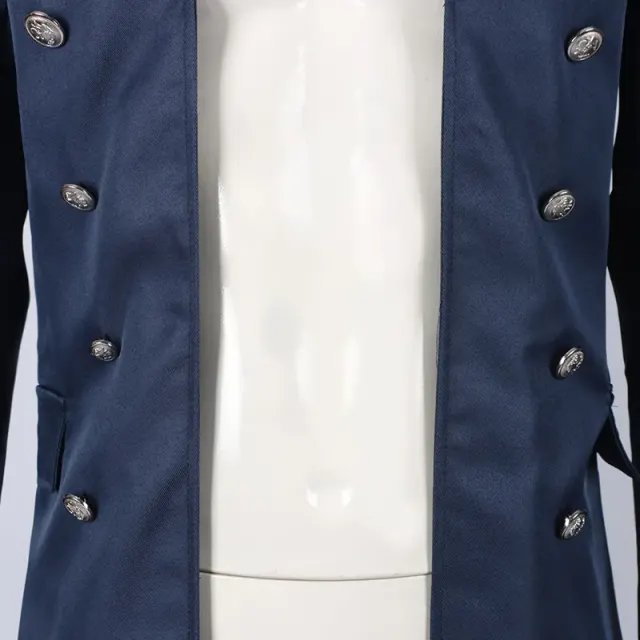 Langer mittelalterlicher Gothic-Trenchcoat für Herren für Halloween-Cosplay Detail 3