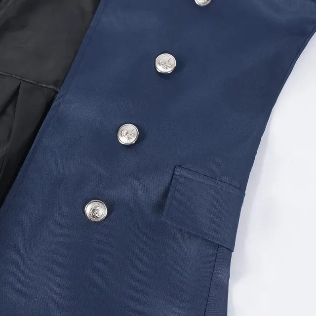 Langer mittelalterlicher Gothic-Trenchcoat für Herren für Halloween-Cosplay Detail 8