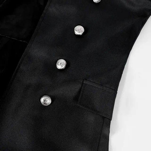 Langer mittelalterlicher Gothic-Trenchcoat für Herren für Halloween-Cosplay Detail 13