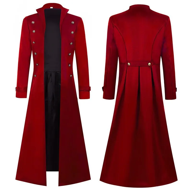 Men's Medieval Gothic Long Trench Coat for Halloween Cosplay detail 15