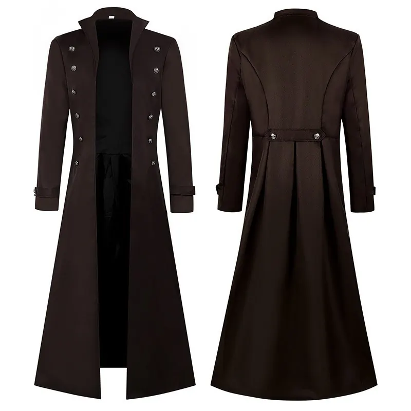 Men's Medieval Gothic Long Trench Coat for Halloween Cosplay detail 20