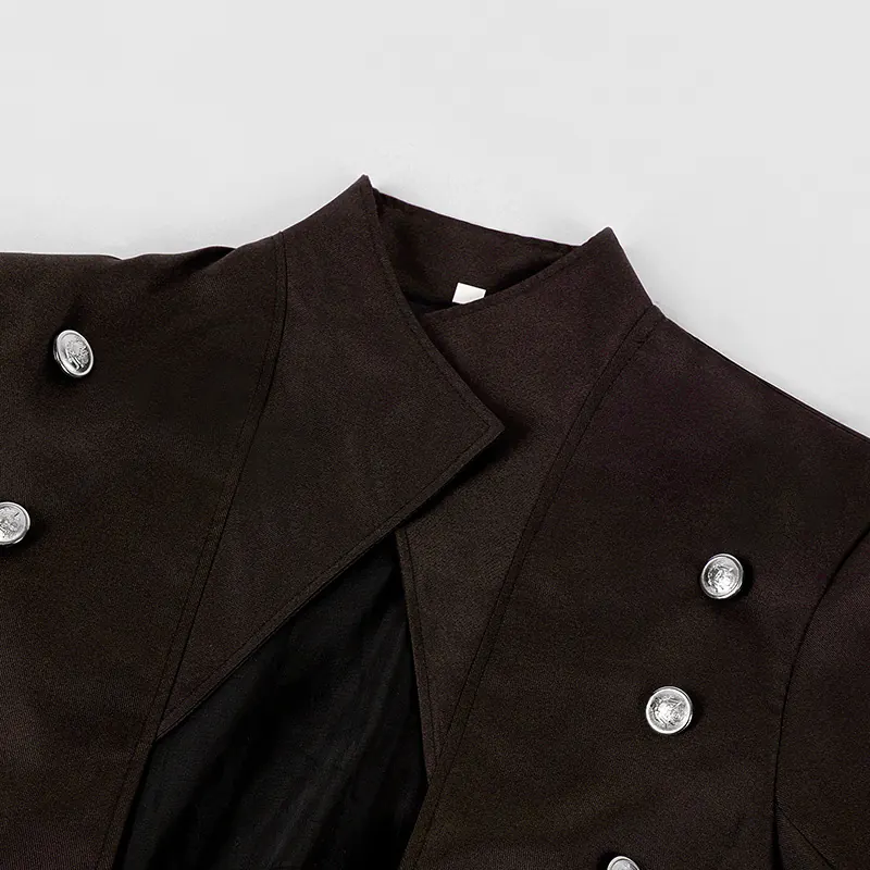 Men's Medieval Gothic Long Trench Coat for Halloween Cosplay detail 21