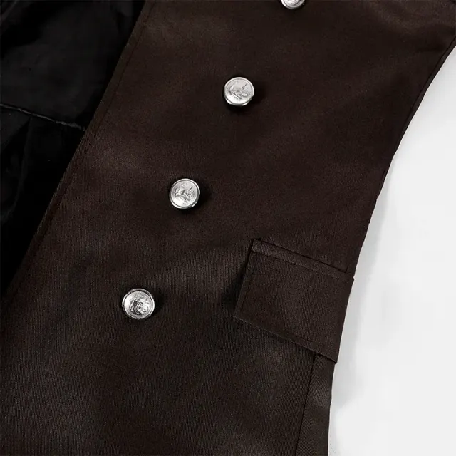 Langer mittelalterlicher Gothic-Trenchcoat für Herren für Halloween-Cosplay Detail 22