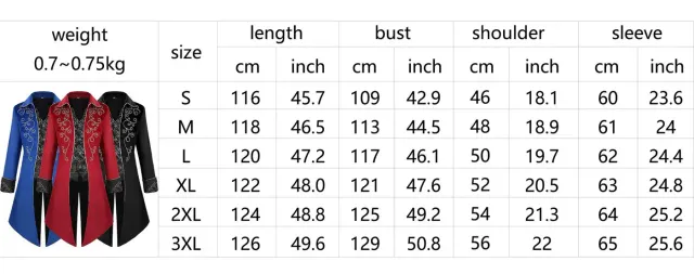 Costume cosplay queue-de-pie gothique médiéval pour homme avec liseré argenté détail 1